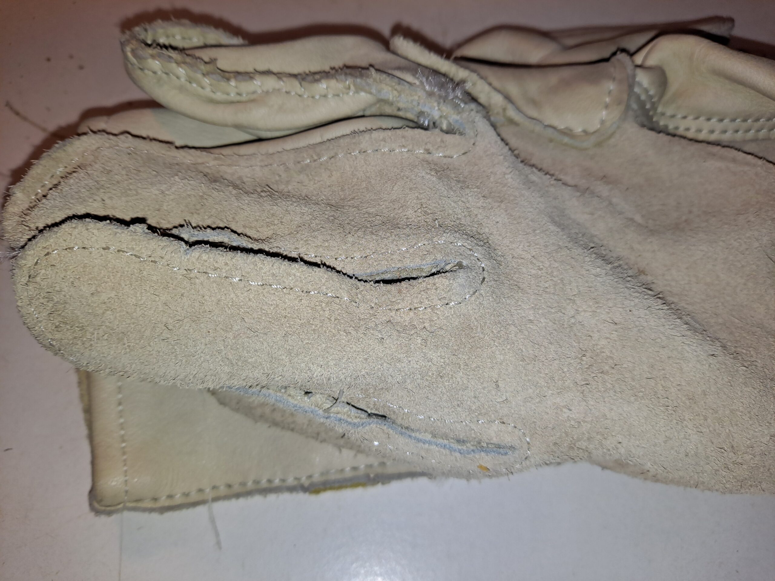 WHITE LEATHER ENGINEER WORK GLOVES