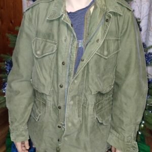 VINTAGE FIELD JACKET, M-65 OD-107 COTTON SATEEN, SIZE MED