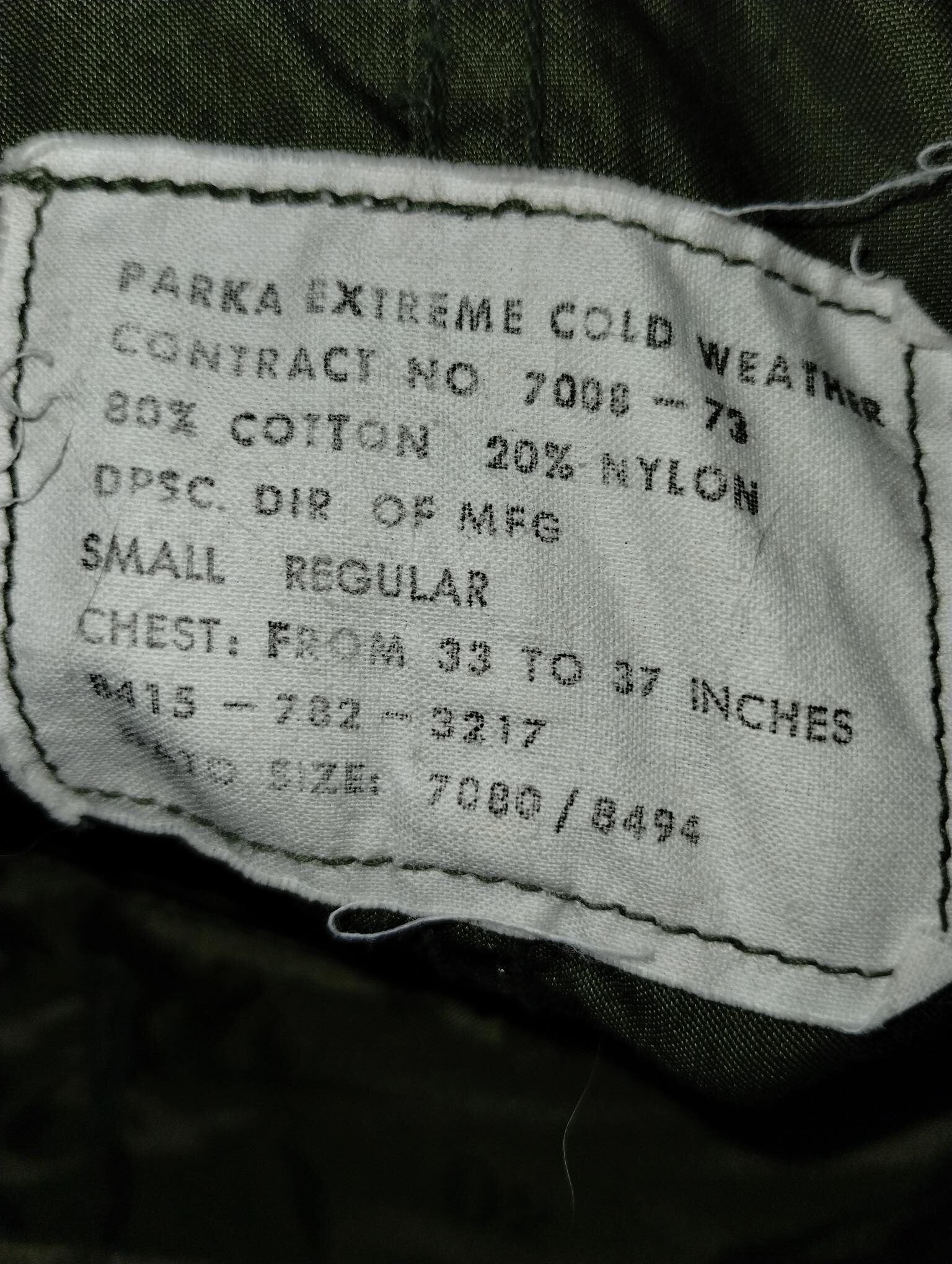 M-65 FISH TAIL PARKA OG-107 SIZE M/R - Image 3