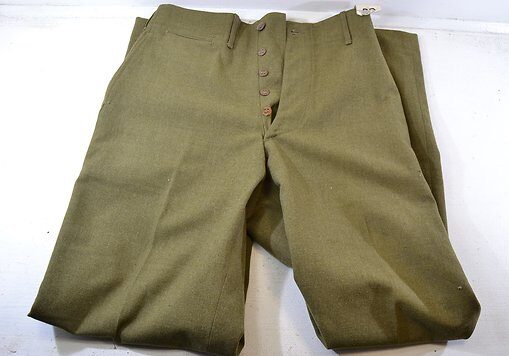 WW2 FIELD PANTS, WOOL, BUTTON FLY, COLOR SERGE, SIZE 30R