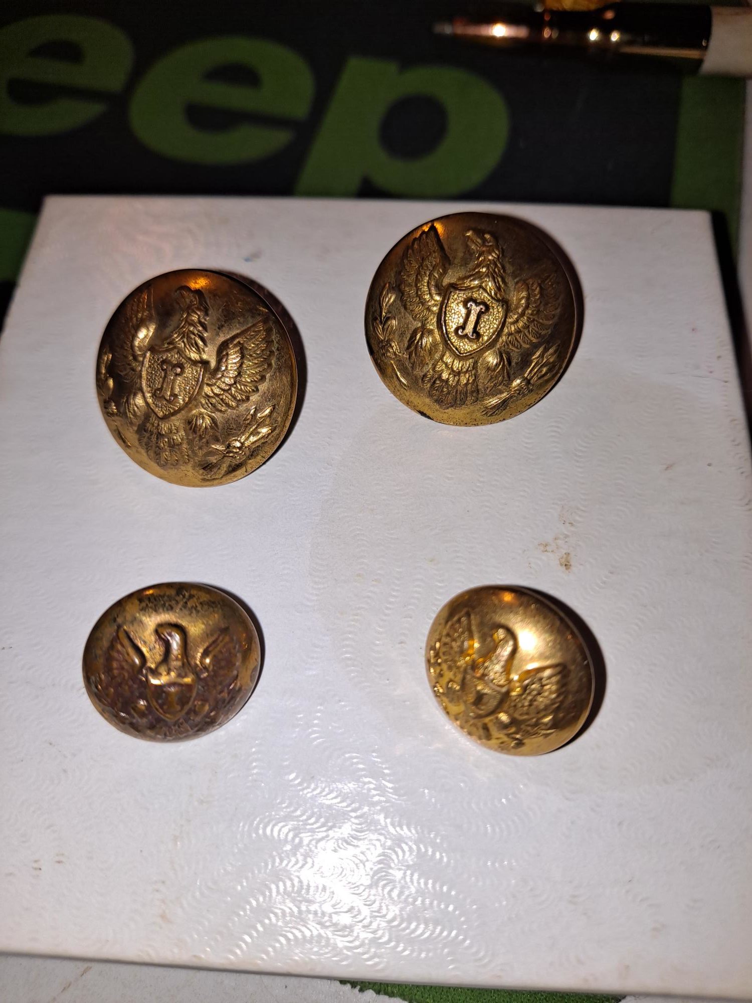 CIVIL WAR 1857 INFANTRY UNIFORM CUFF AND COAT BUTTONS 4 PIECE SET #2