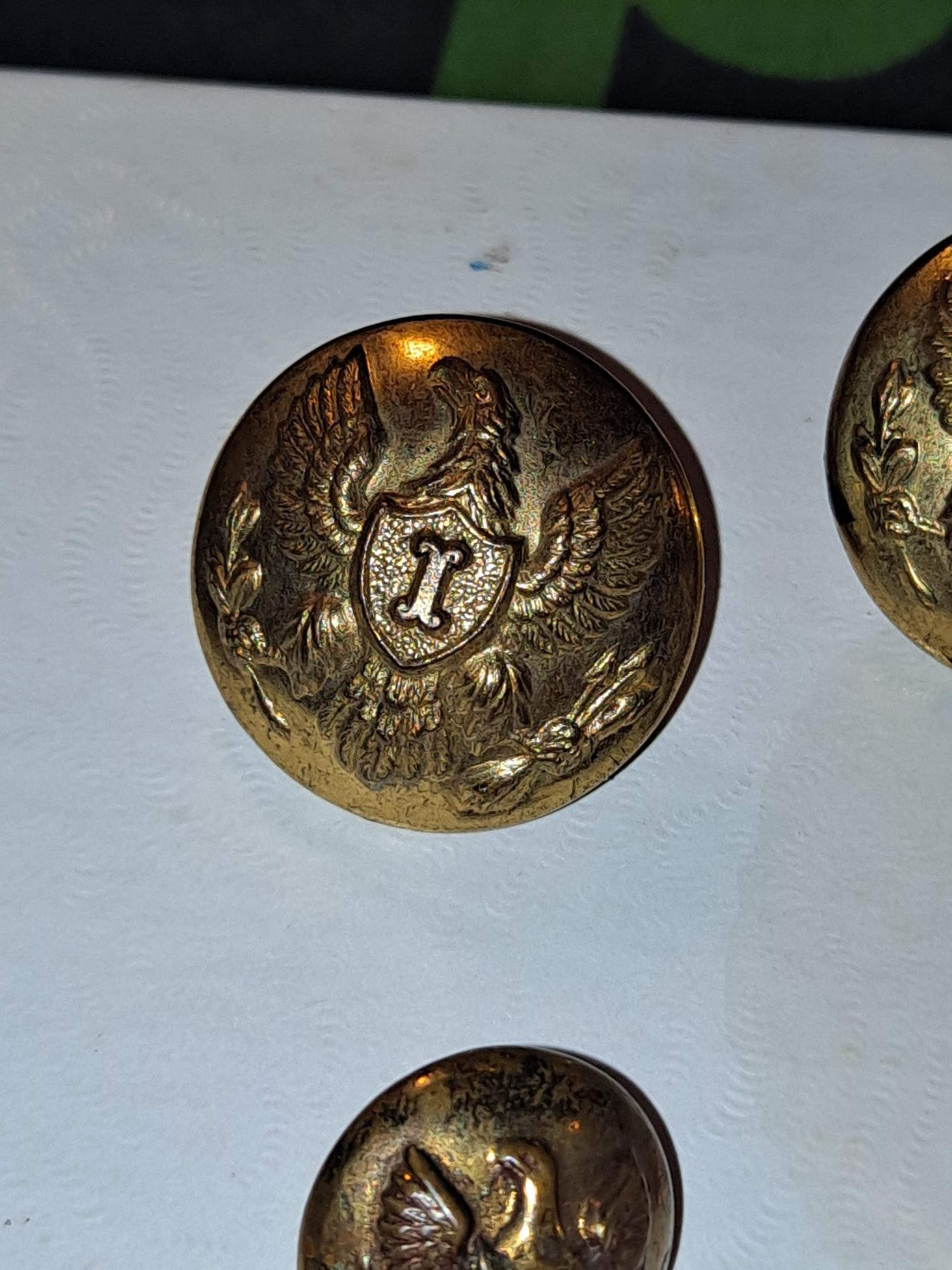 CIVIL WAR 1857 INFANTRY UNIFORM CUFF AND COAT BUTTONS 4 PIECE SET #2 - Image 3