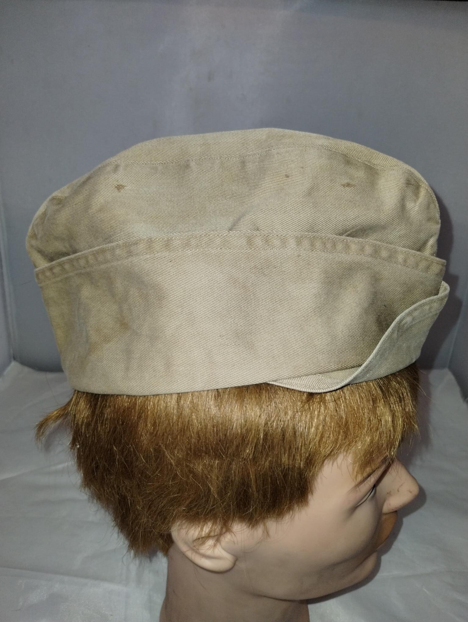 WW2 US USN/USMC enlisted man's khaki Garrison Size 7 1/4" - Image 3