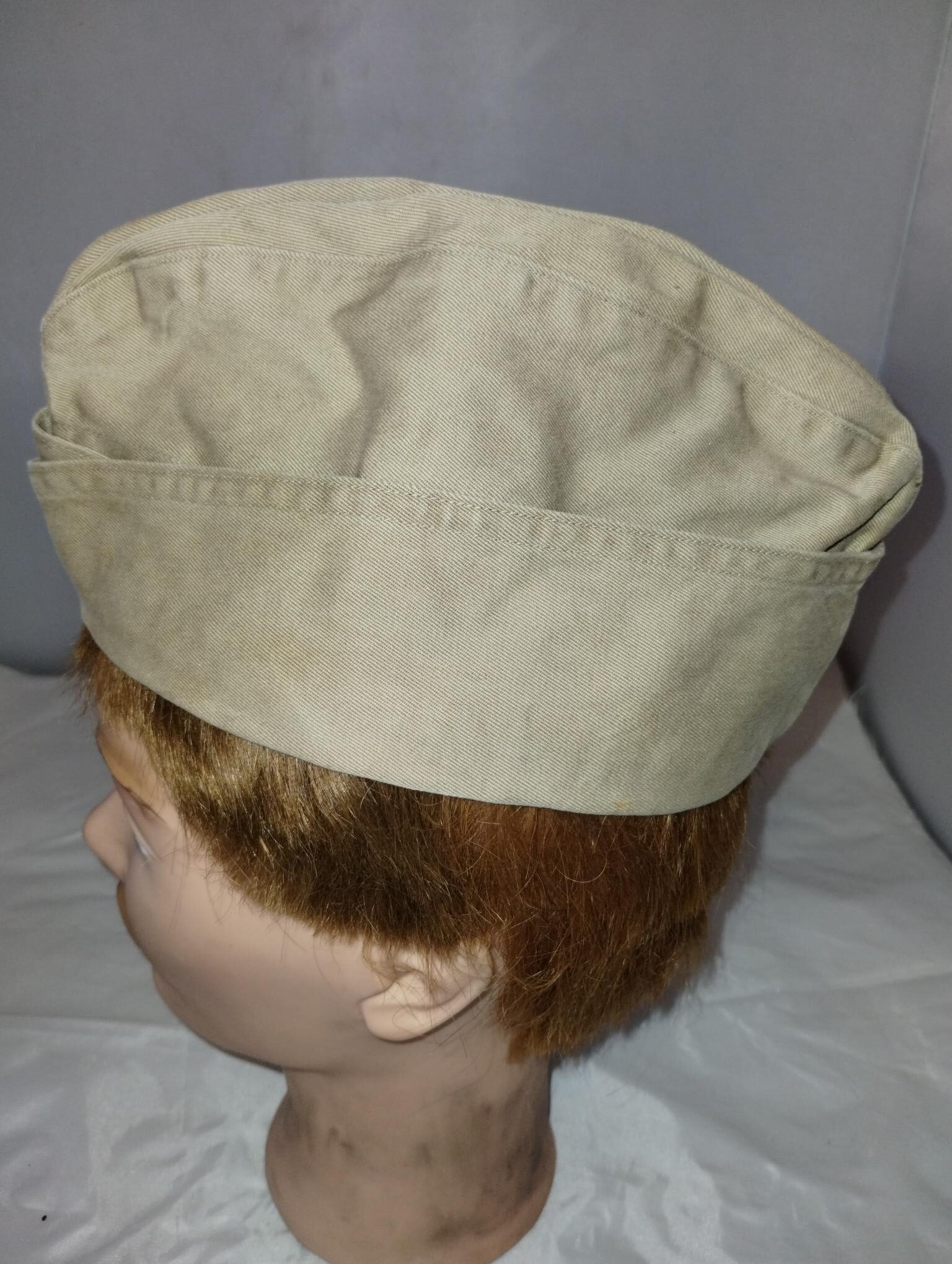 WW2 US USN/USMC enlisted man's khaki Garrison Size 7 1/4" - Image 5