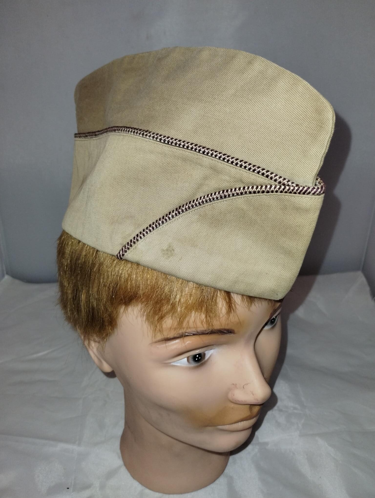 WW2 US Army khaki Garrison Cap Air Corps super marine and golden orange piped