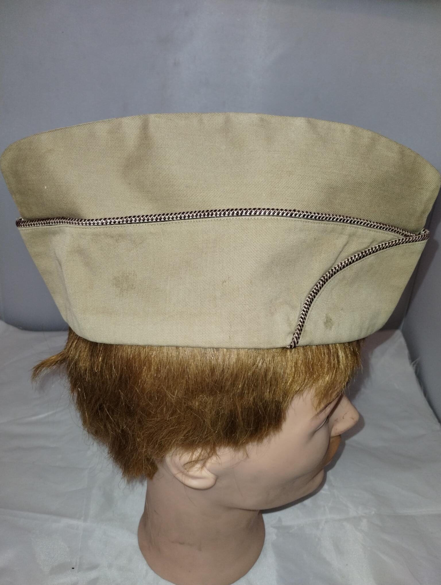 WW2 US Army khaki Garrison Cap Air Corps super marine and golden orange piped - Image 3