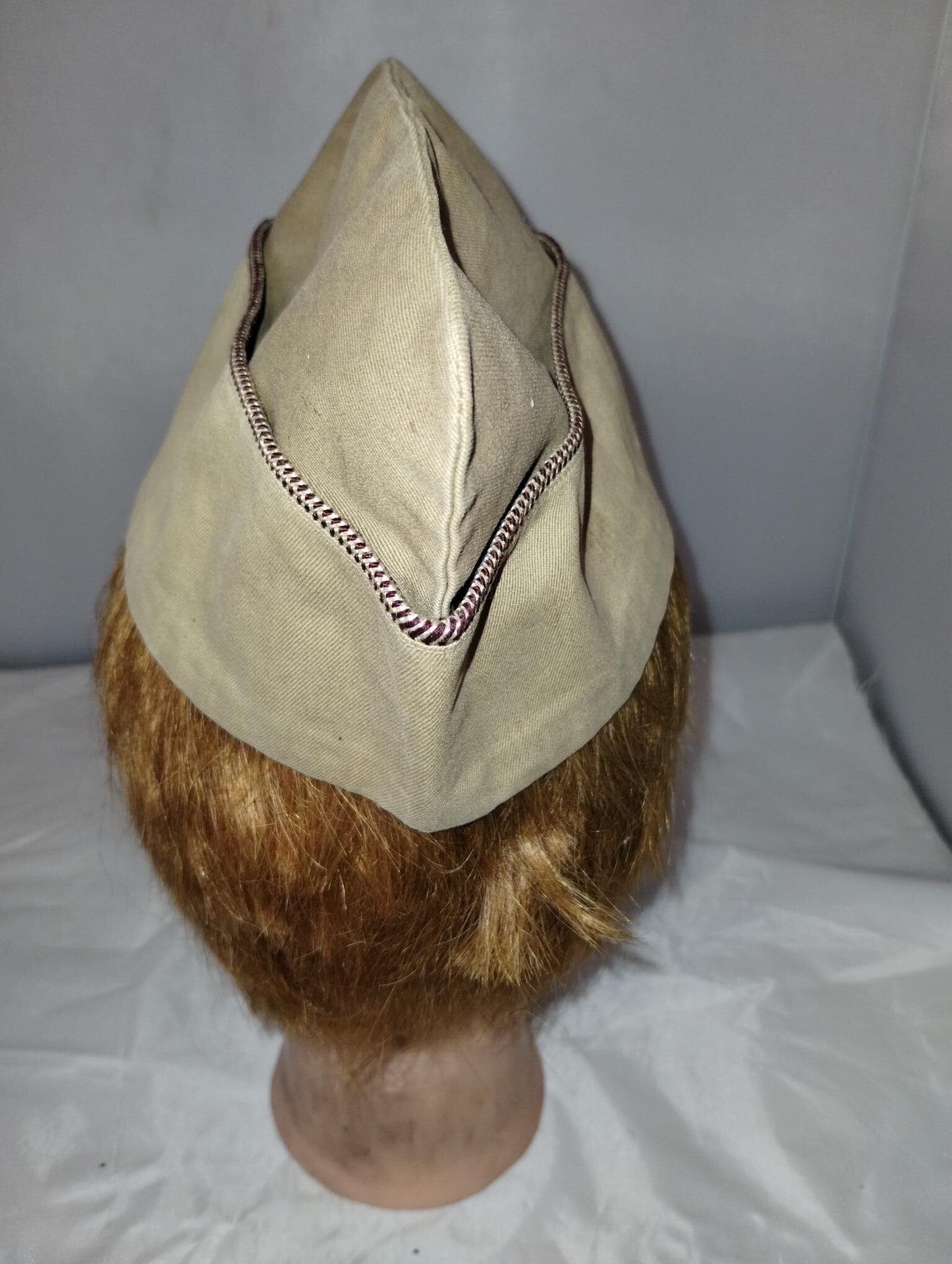 WW2 US Army khaki Garrison Cap Air Corps super marine and golden orange piped - Image 4