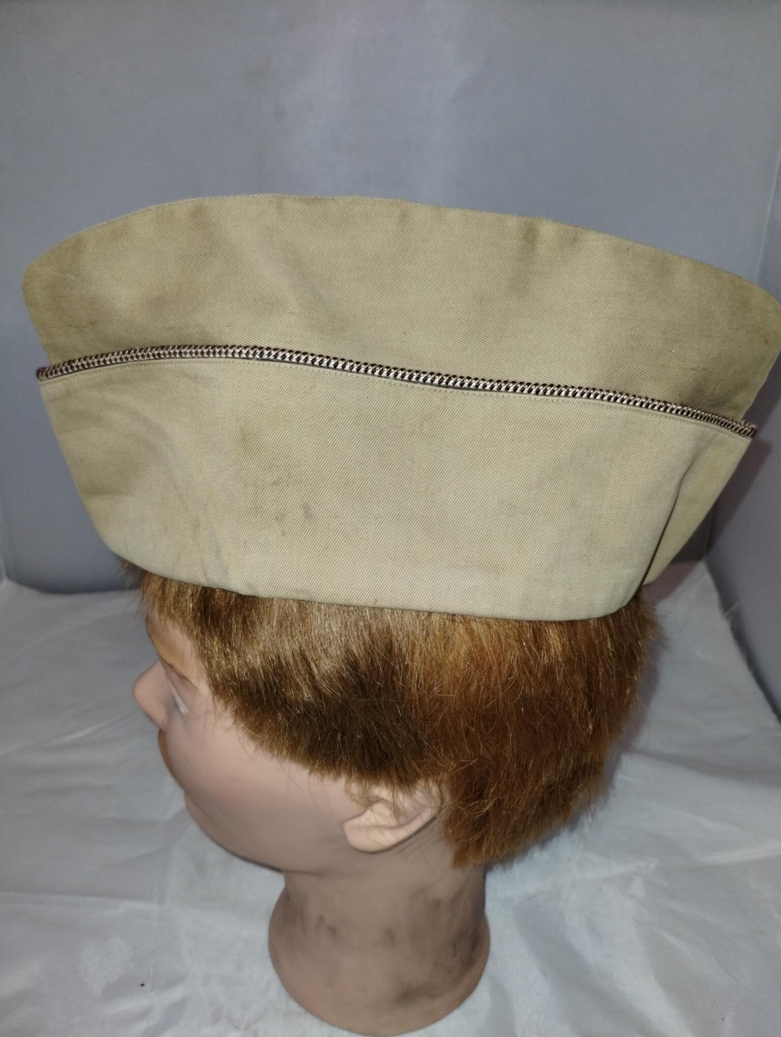 WW2 US Army khaki Garrison Cap Air Corps super marine and golden orange piped - Image 5