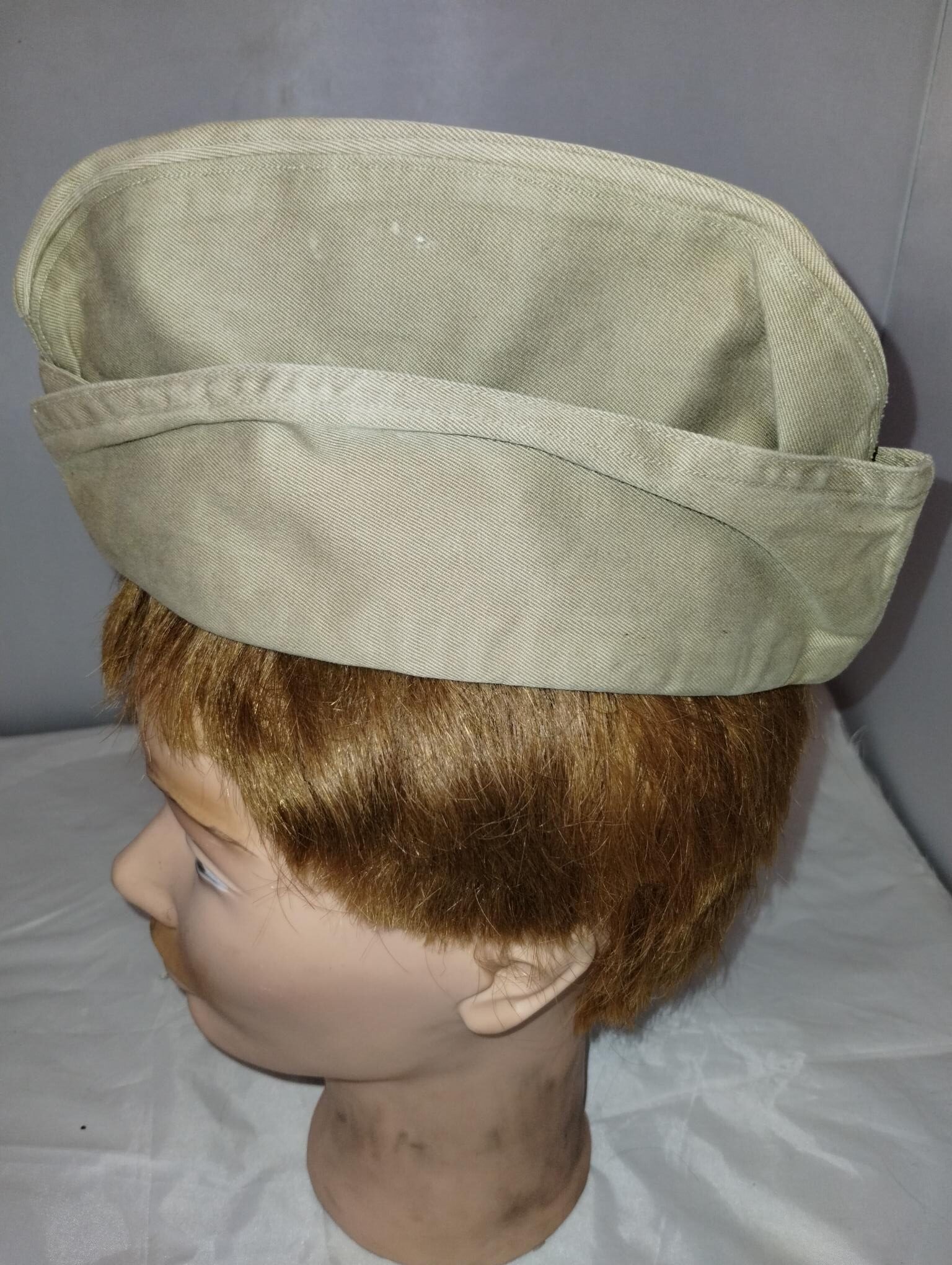 WW2 US USN/USMC enlisted man's khaki Garrison Size 6 3/8" - Image 2