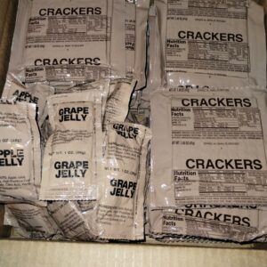 Case of 30 Crackers packets and 30 packets of assorted jams and jelly