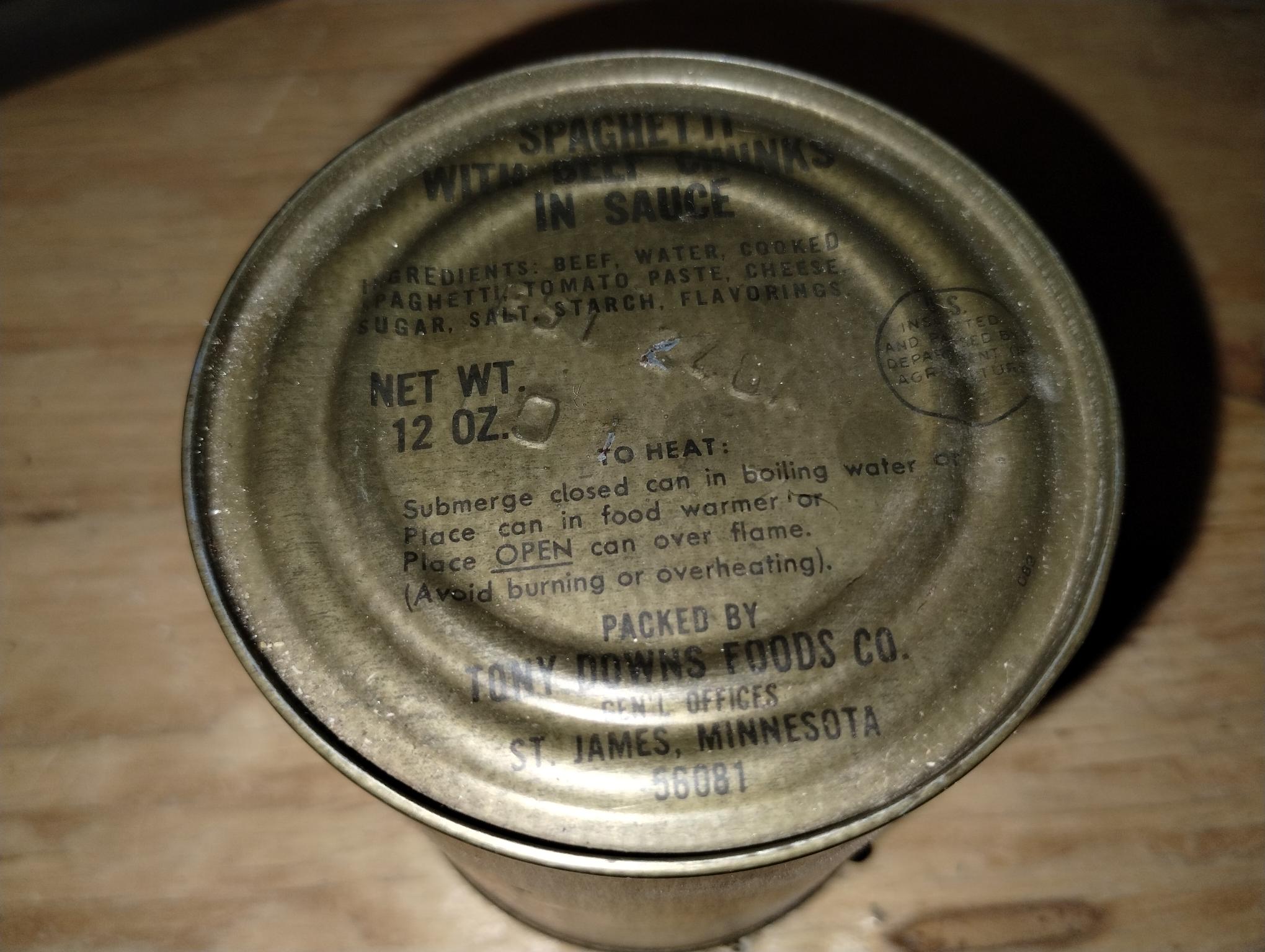 MEAL, COMBAT INDIVIDUAL C-RATIONS, MAIN DISH SPAGHETTI WITH BEEF CHUNKS IN SAUCE - Image 2