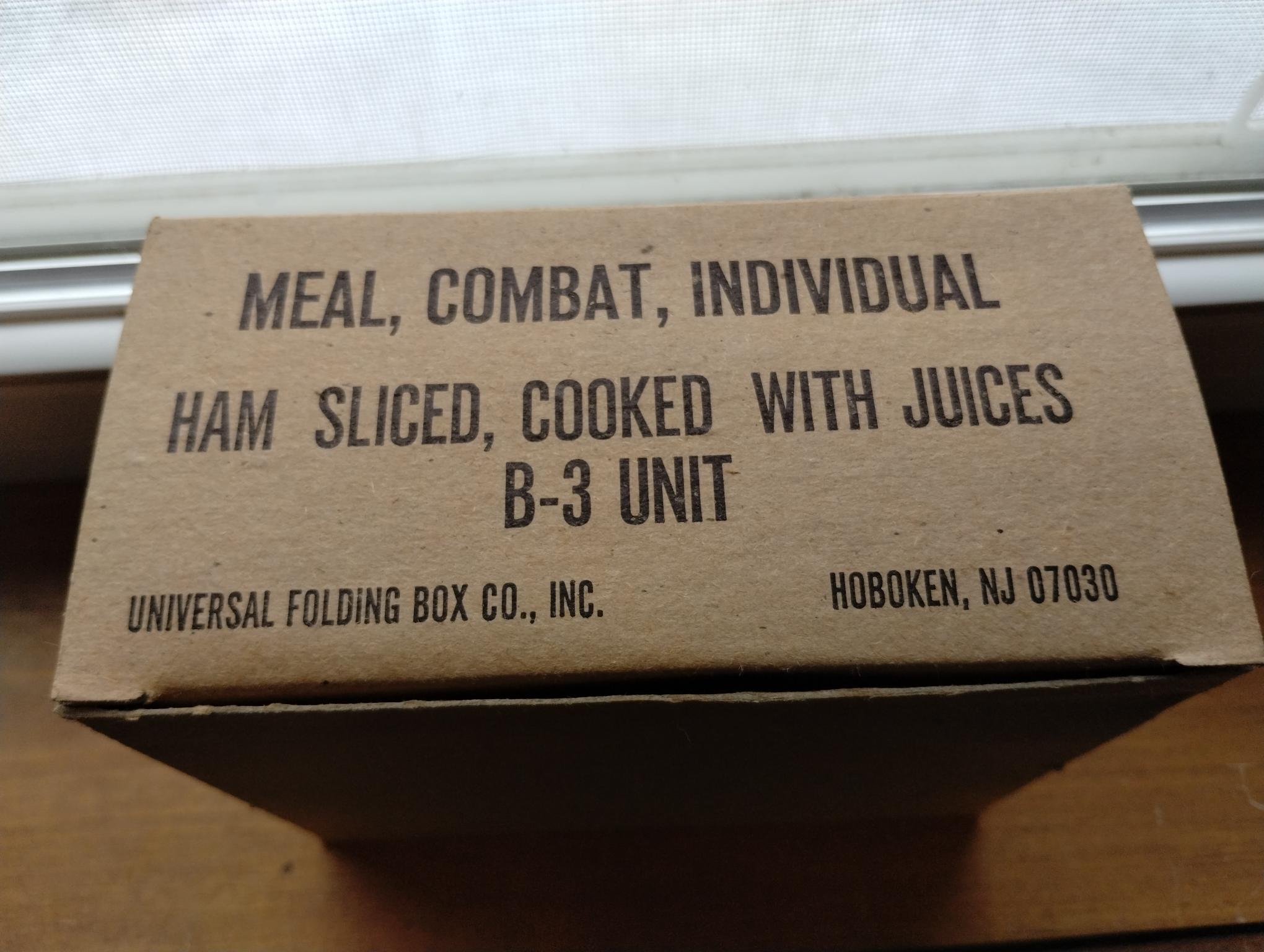 MEAL COMBAT INDIVIDUAL B-3 HAM SLICED, COOKED WITH JUICES meal complete