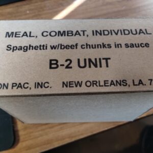 Reproduction Meal Box MEAL COMBAT INDIVIDUAL B-2 Spaghetti w/beef chunks in sauce BOX ONLY Vietnam Era
