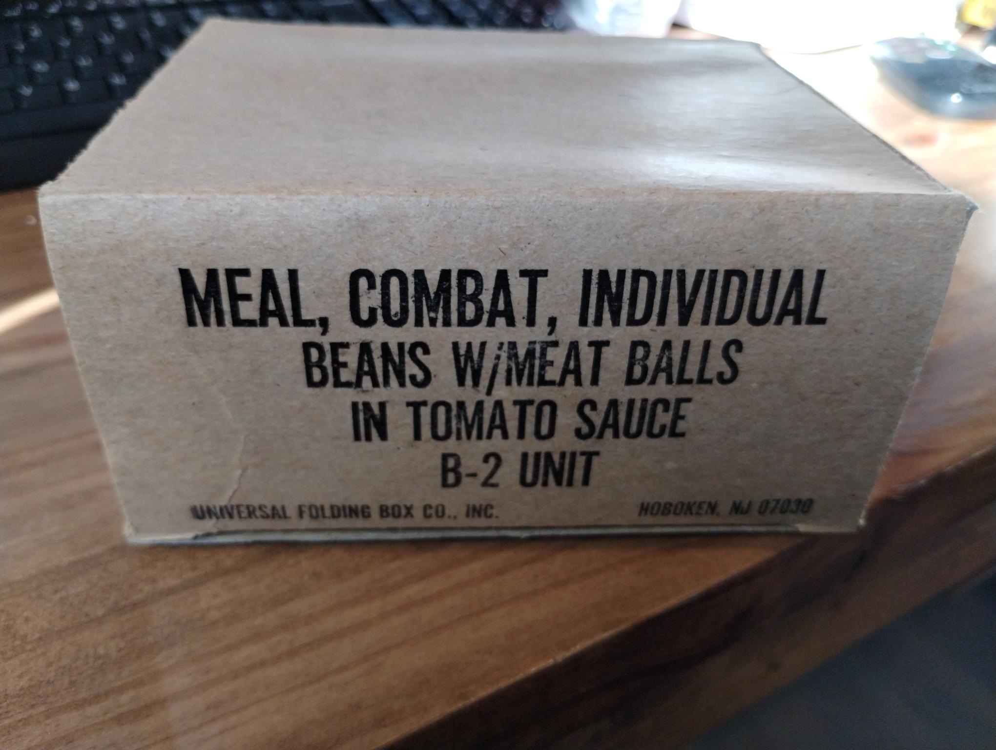 MEAL COMBAT INDIVIDUAL B-2 BEANS W/MEAT BALLS IN TOMATO SAUCE BOX ONLY - Image 2